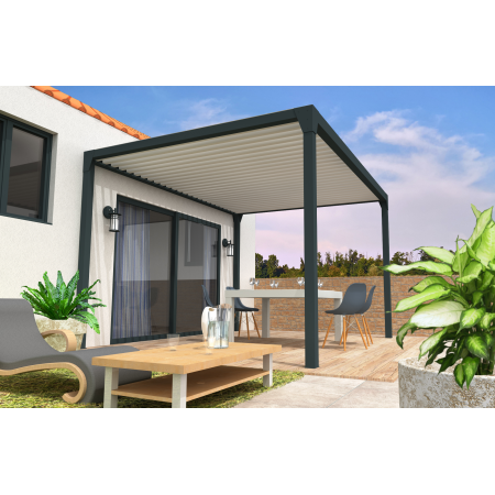 Pergola bioclimatica BERYL Ilot - Bianco - Martinetto telecomandato personalizzato  - 2