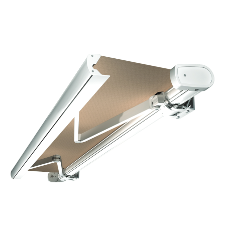 Tenda da sole SUZY 5,00x3,50 M - Motorizzata con telecomando + LED - Telaio: Bianco - Tessuto: Grigio chiaro S122  - 5