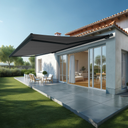 Tenda da sole SUZY 5,00x3,50 M - Motorizzata con telecomando - Telaio: Grigio antracite - Tessuto: Grigio scuro S128  - 1