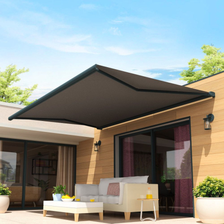 Toldo cofre LOUISA 3,00x2,00 M (Manual - Branco - S130 acrylique uni Gris pardo)  - 2